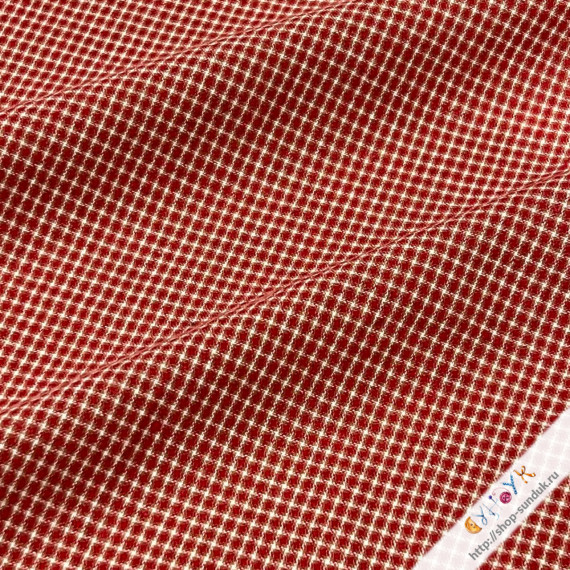 Хлопок фактурный "Мелкая клетка ретро" красный [3100080105]